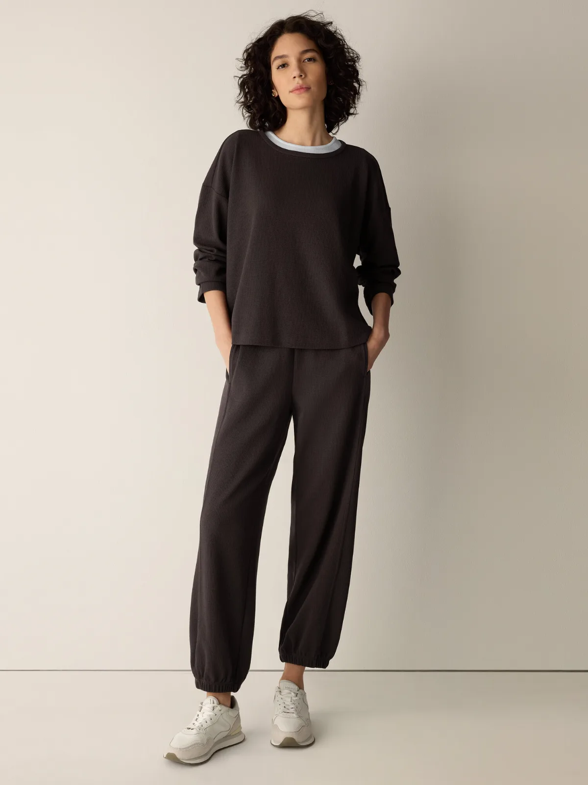 Waffle Cotton Blend Doubleknit Lantern Jogger Pant by EILEEN FISHER