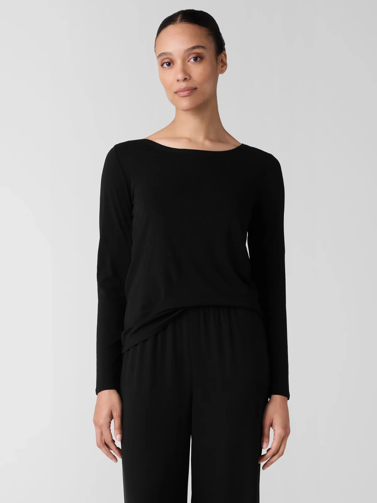 Stretch Silk Jersey Scoop Neck Top by EILEEN FISHER