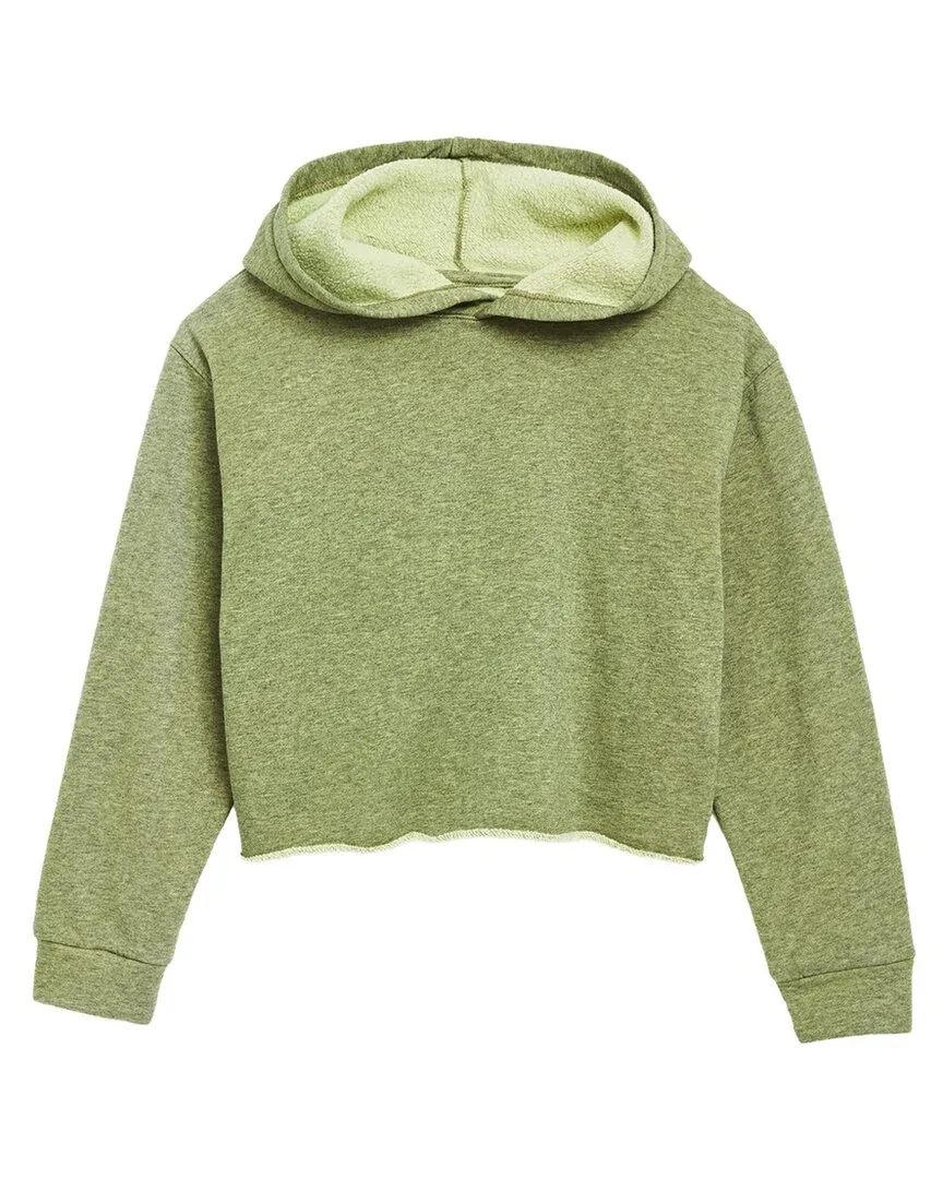 Jeans Color Knit Crop Hoodie by tractr