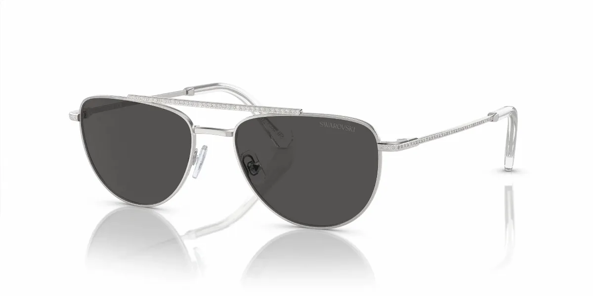 Crystal Embellishments Sunglasses in Silver Dark Grey by Swarovski