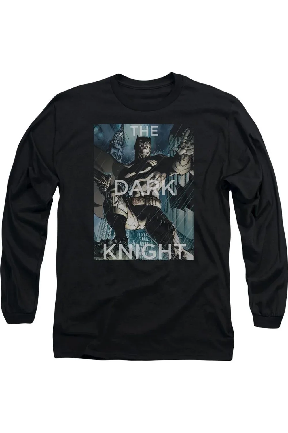 Batman Fighting the Storm Long Sleeve Tee / T-Shirt by Gildan