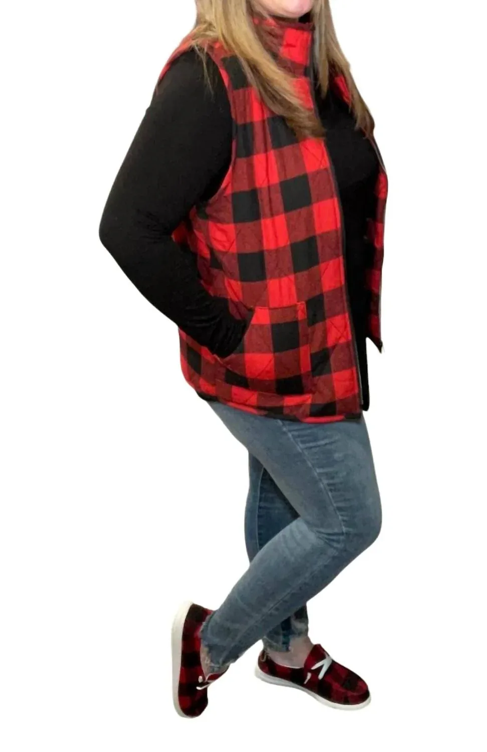 Buffalo Plaid Full Zip Vest by Michelle Mae