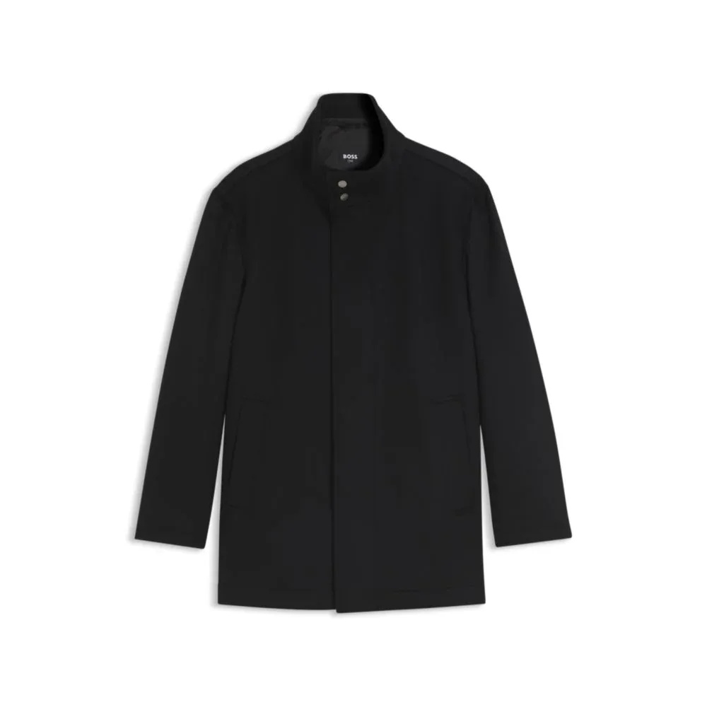 Formal Coat in Italian Fabric with a Stand Collar by BOSS