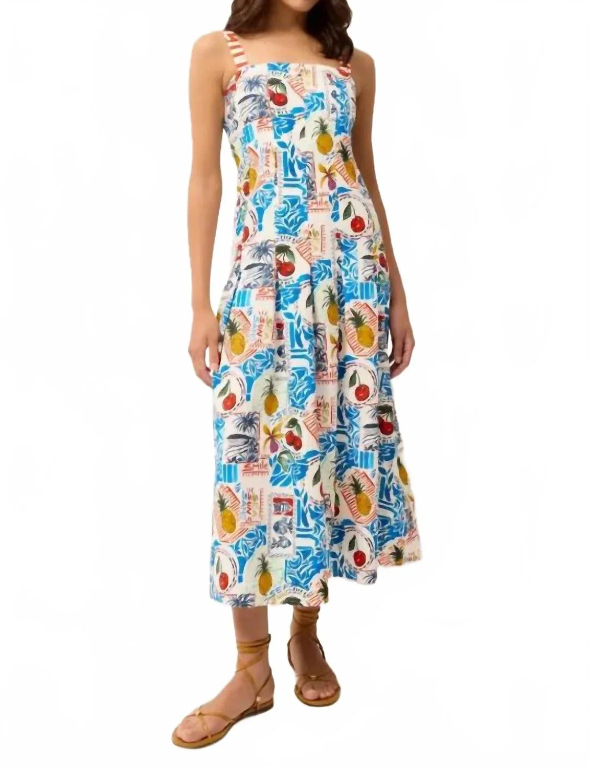 Dixon Midi Dress in Postcard by Marie Oliver