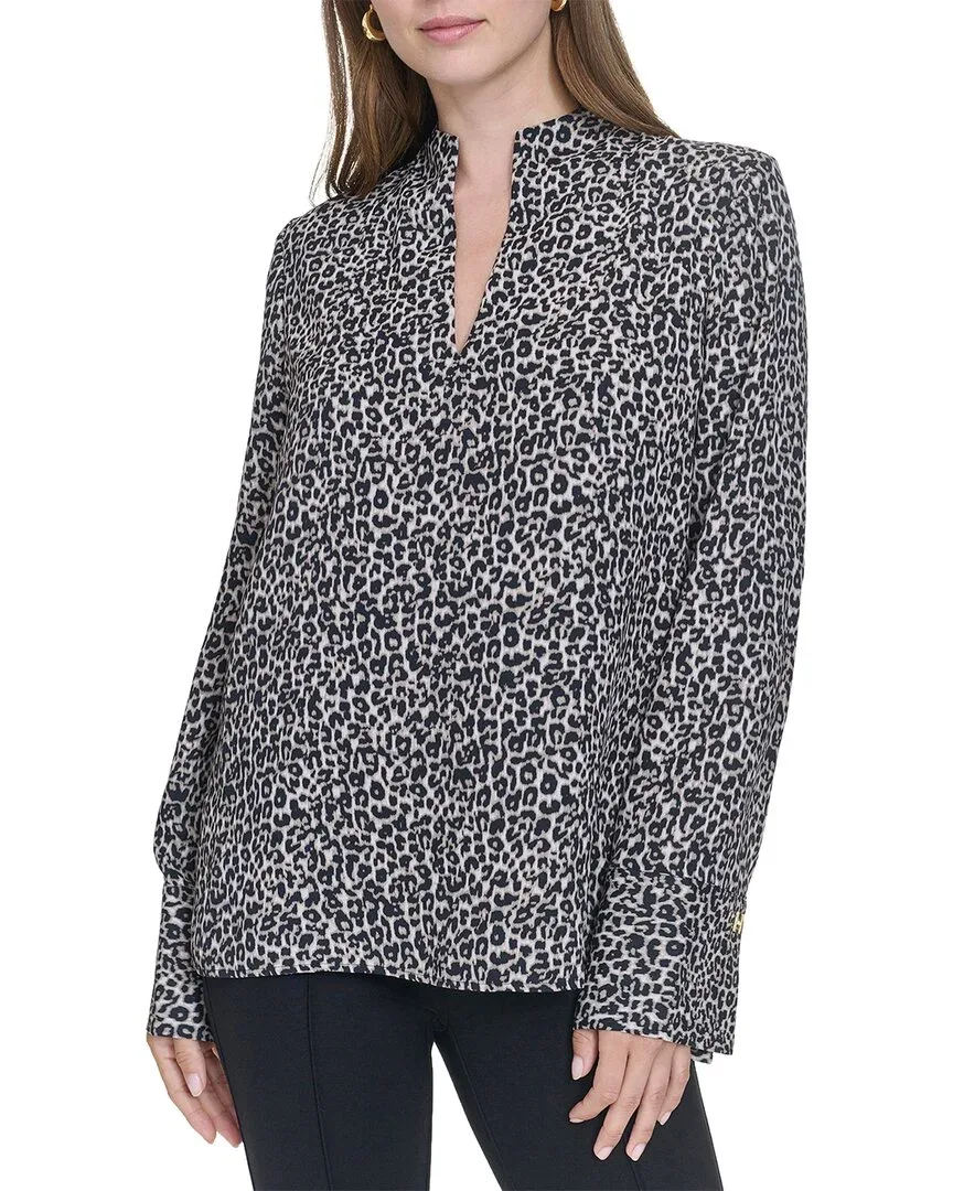 Printed V-Neck Top by Halston