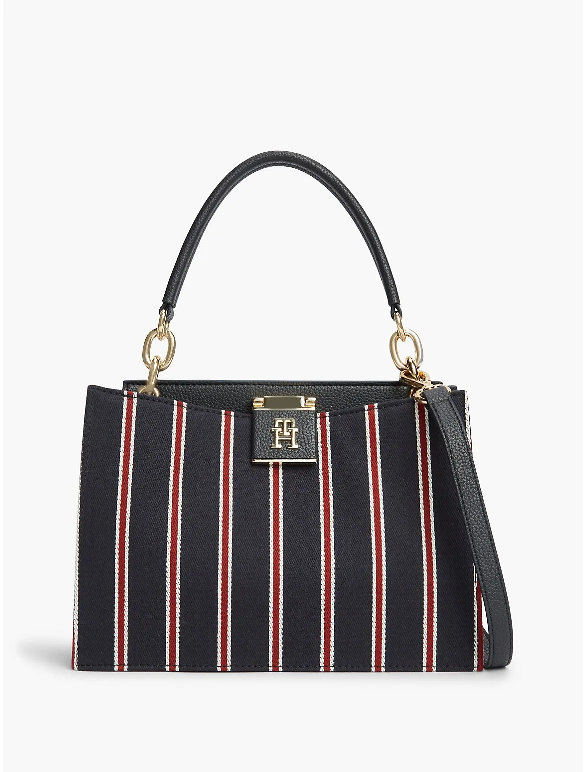 Varsity Stripe Medium Satchel Bag by Tommy Hilfiger