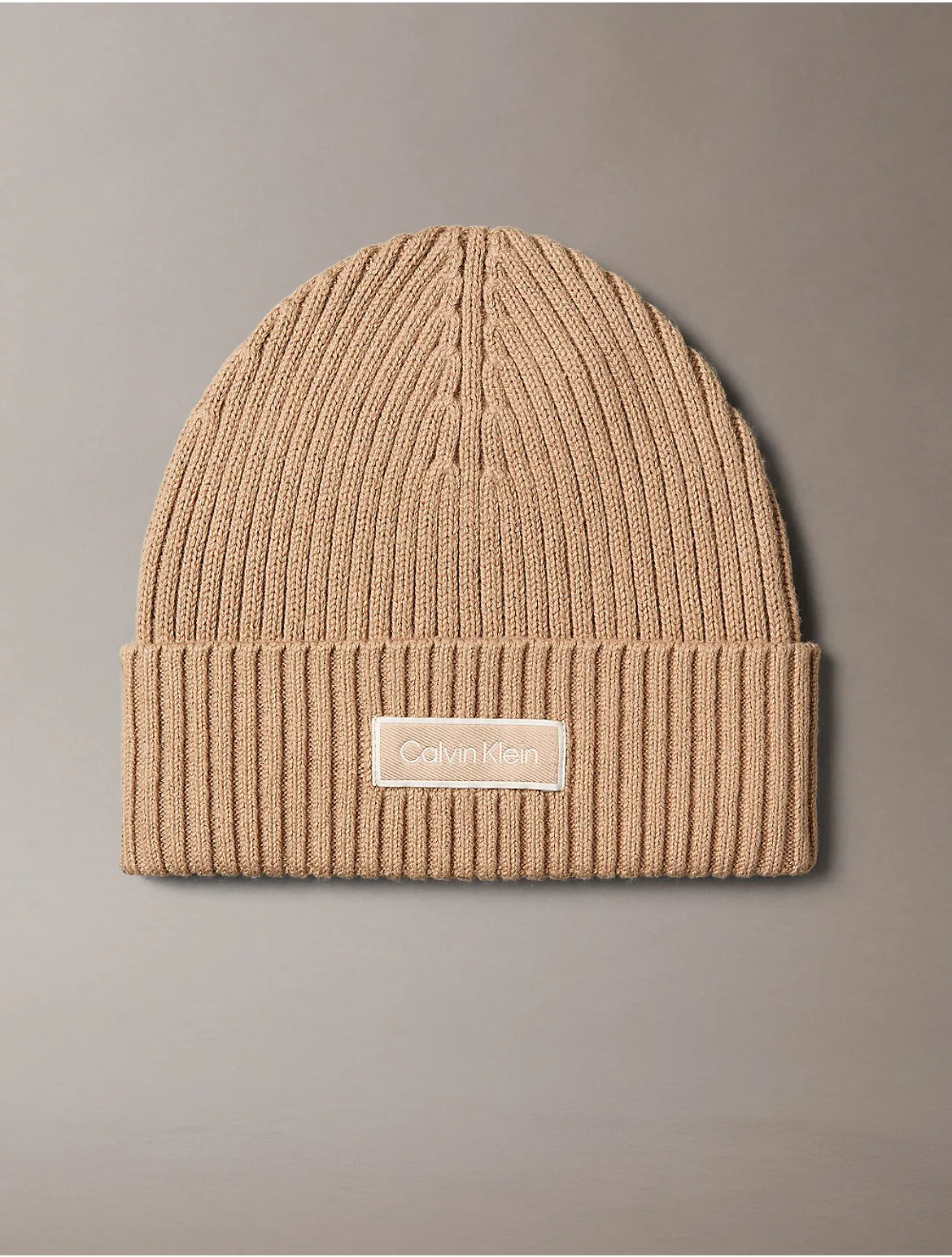 Logo Patch Rib Beanie by Calvin Klein