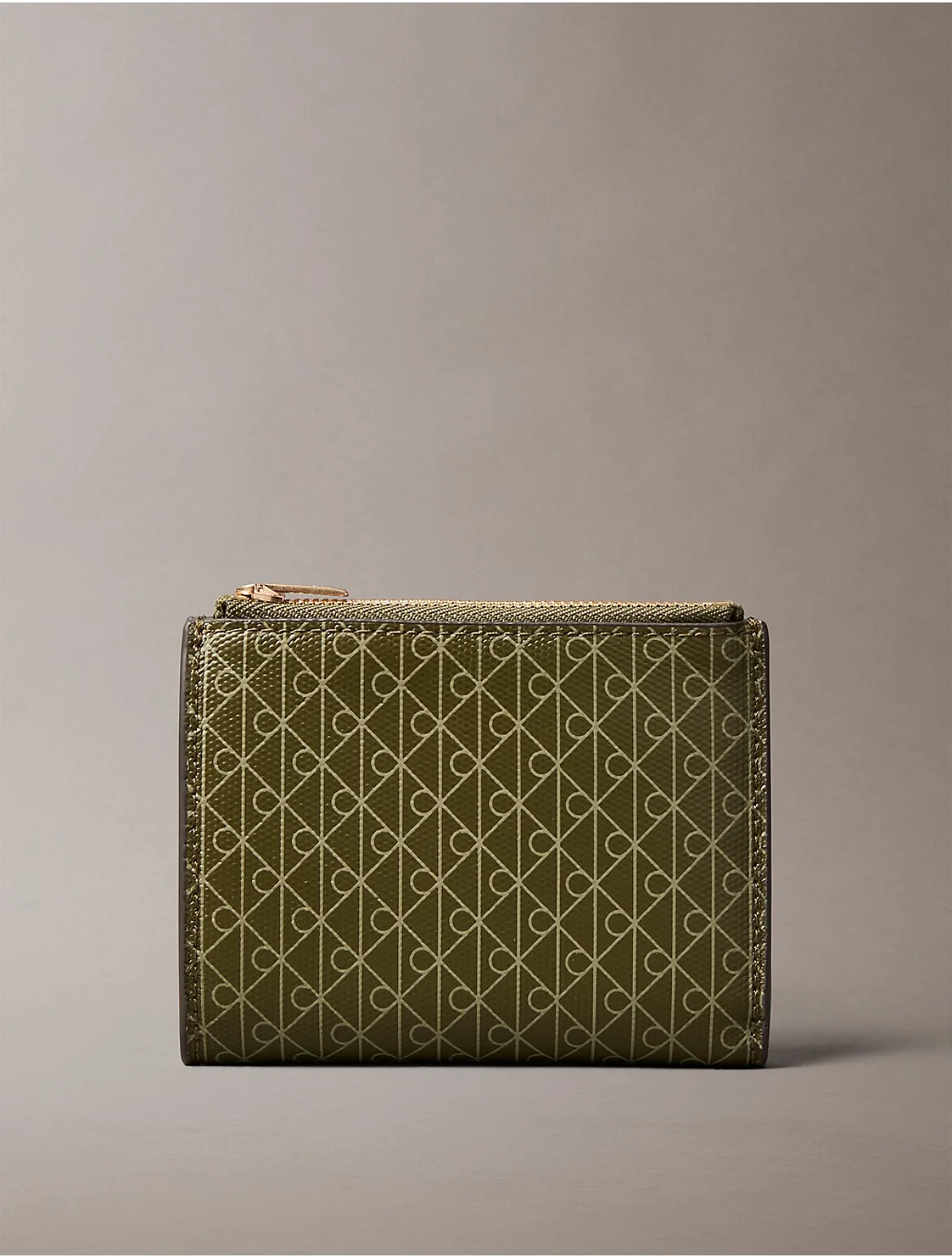 Emblem Logo Double Zip Bifold Wallet by Calvin Klein