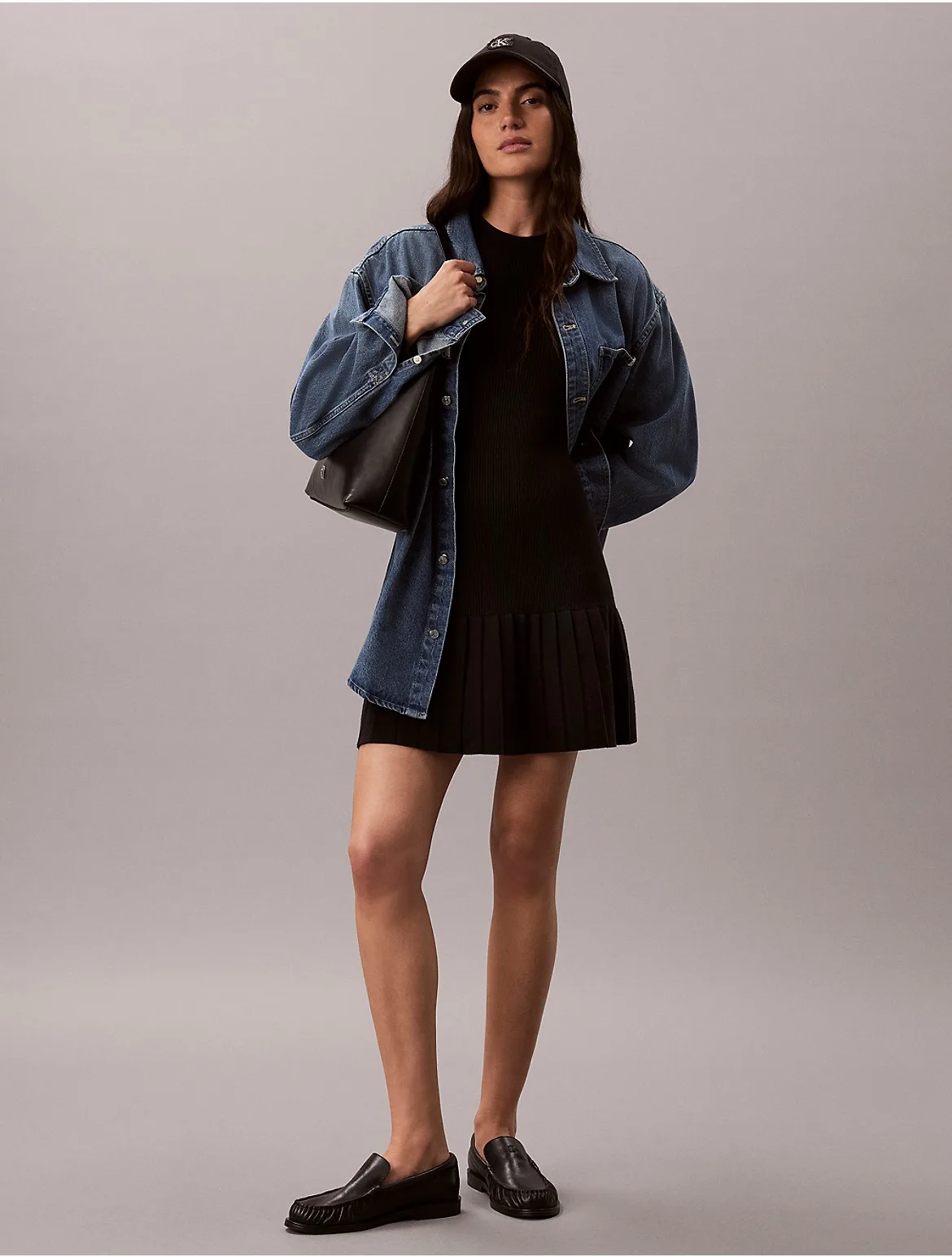 Mock Neck Ribbed Mini Dress