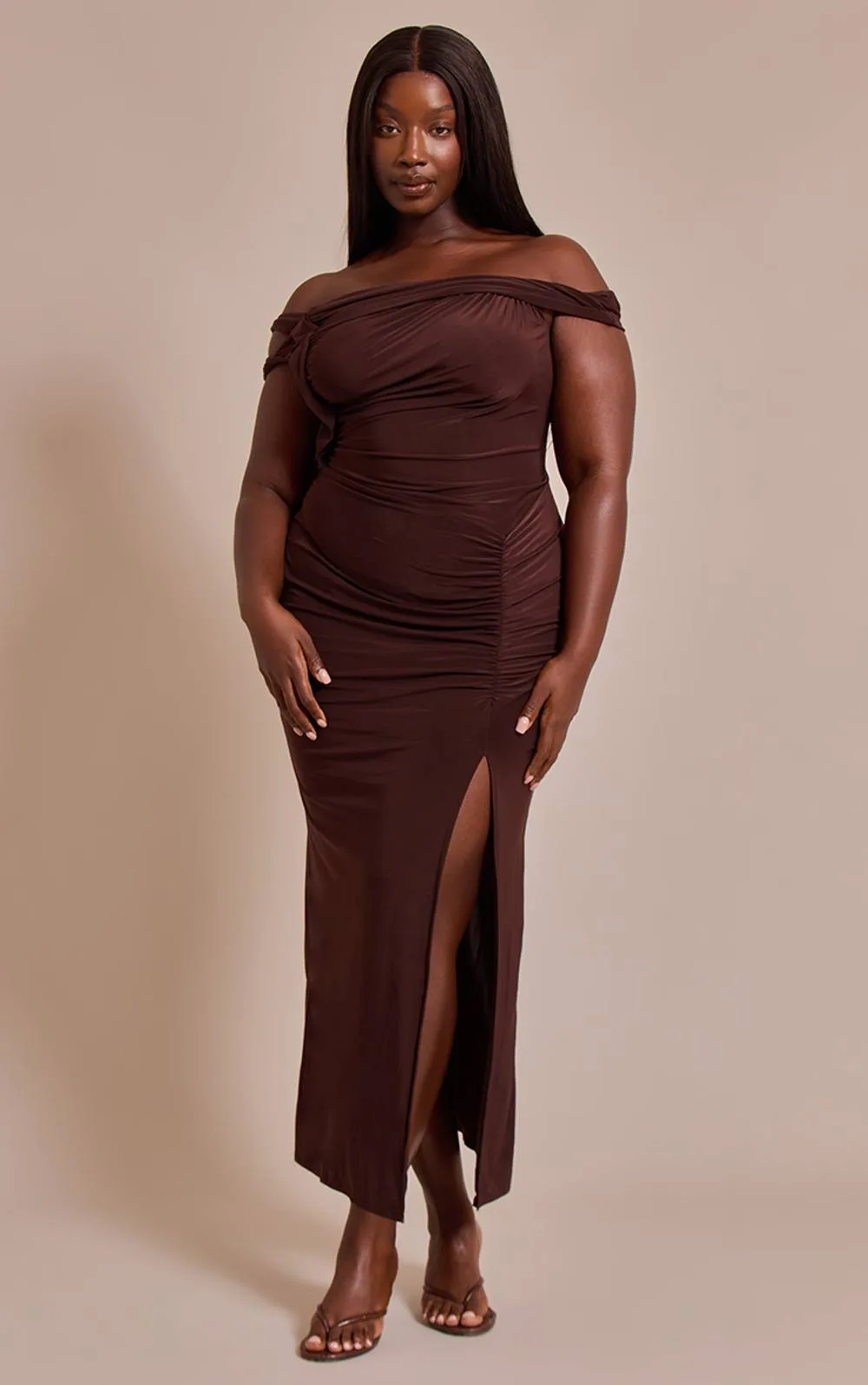 Slinky Twist Detail Maxi Dress