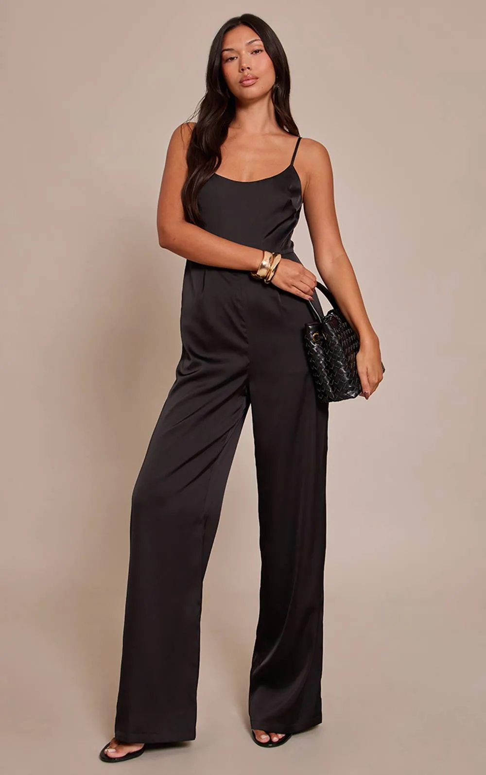 Satin Scoop Neck Straight Leg Jumpsuit by PrettyLittleThing