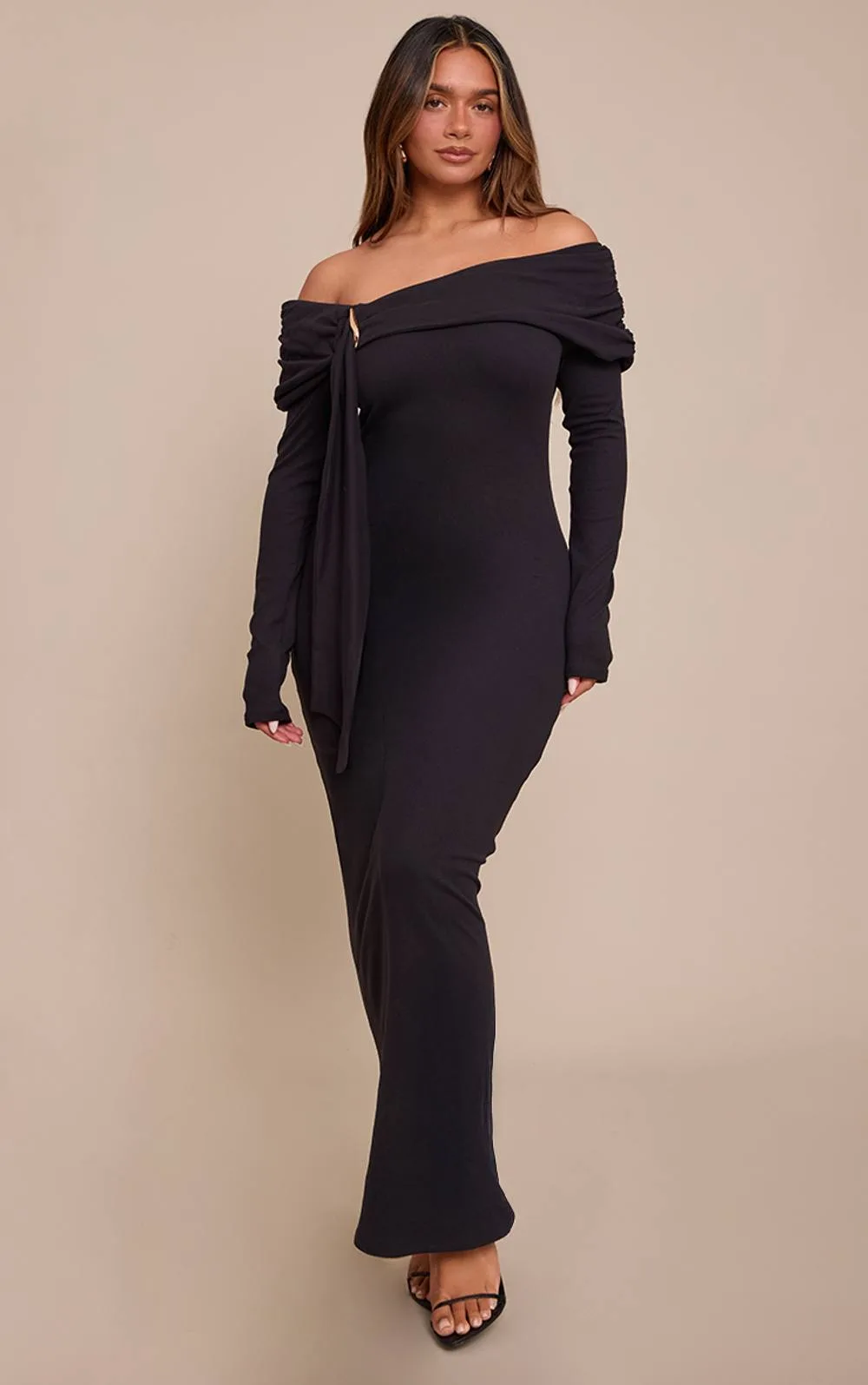 Shape Bardot Trim Detail Maxi Dress by PrettyLittleThing
