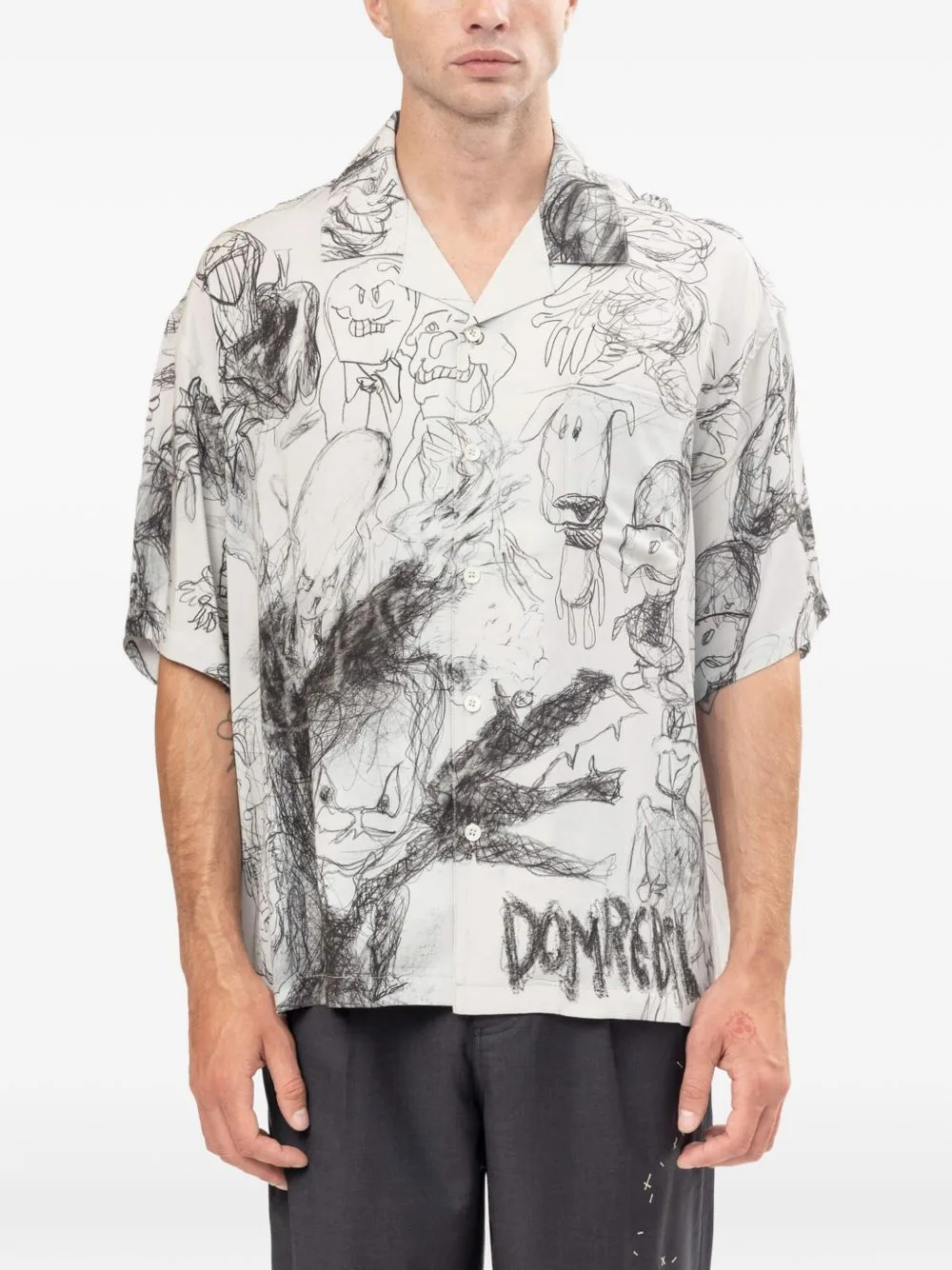 Sketch-Print Camp-Collar Shirt by DOMREBEL