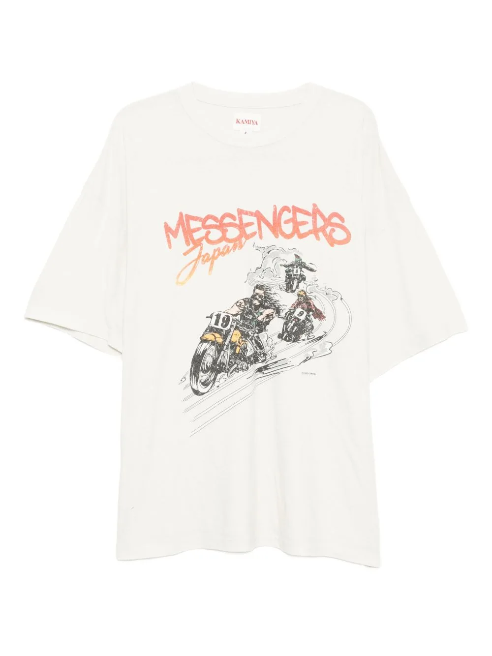 Motorbike Messengers-Print Distressed T-Shirt
