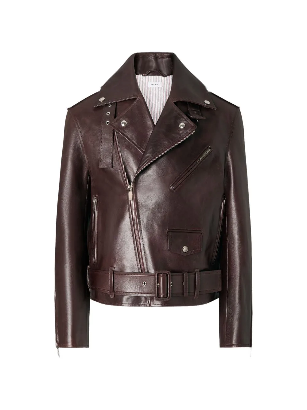 Belted Leather Biker Jacket