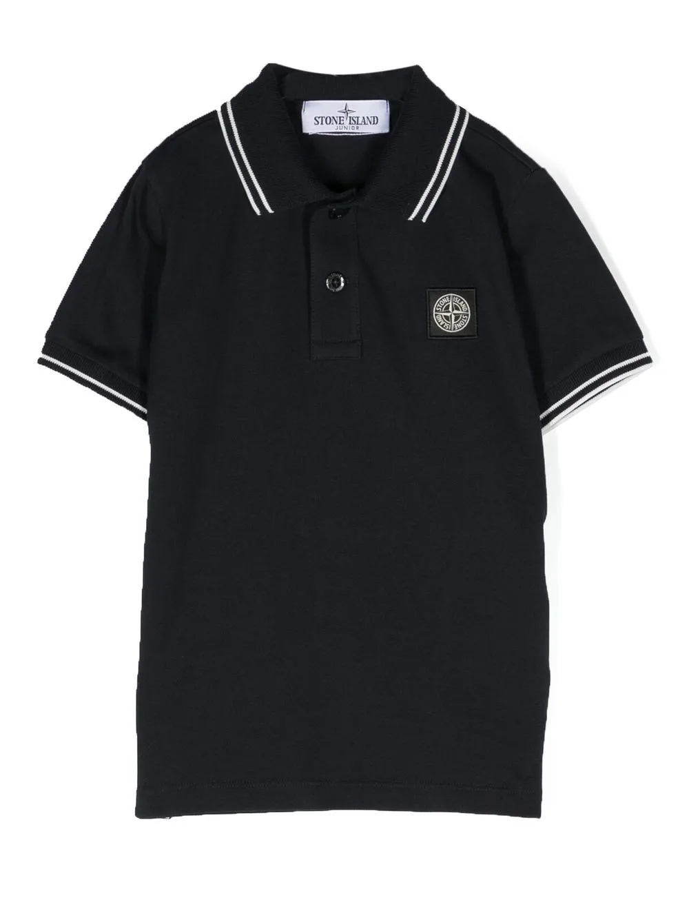 Compass-Patch Tipped Polo Shirt by Stone Island Junior