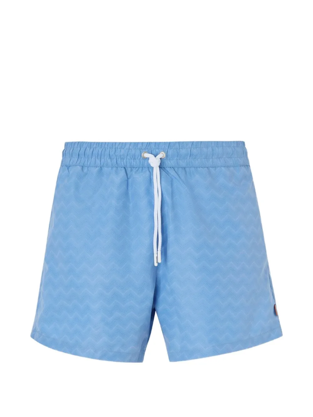 Zigzag-Pattern Drawstring-Fastening Swim Shorts