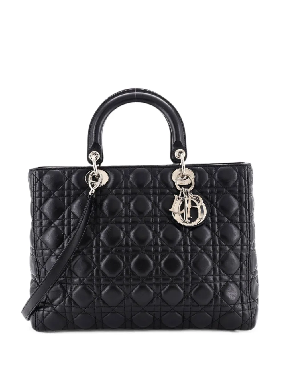 Vintage Lady Dior Bag Cannage Quilt Lambskin Large Satchel