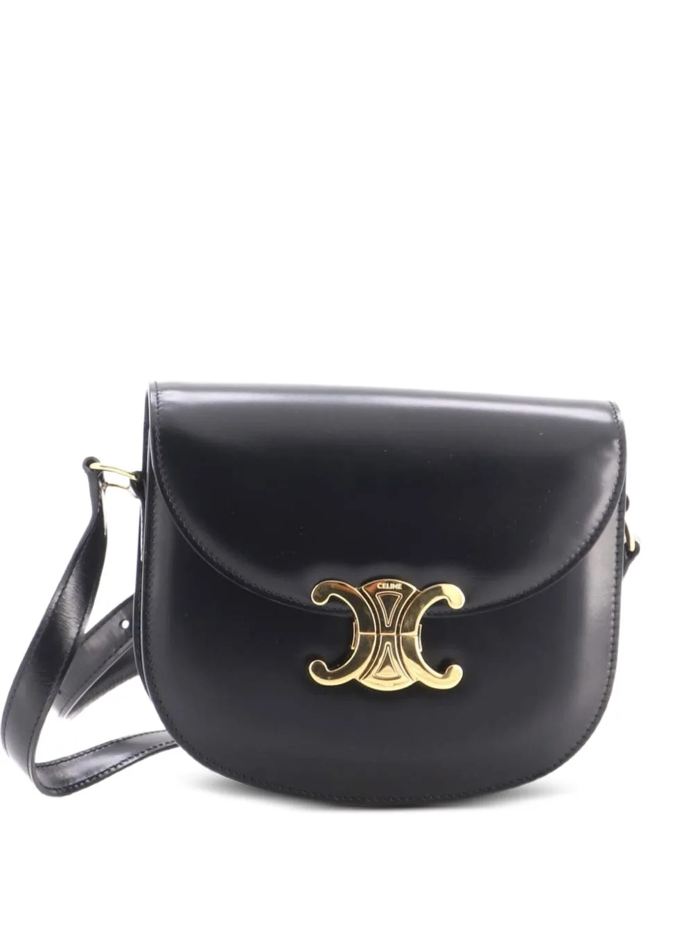 Triomphe Besace Clea Flap Bag Leather Shoulder Bag by Celine Pre-Owned