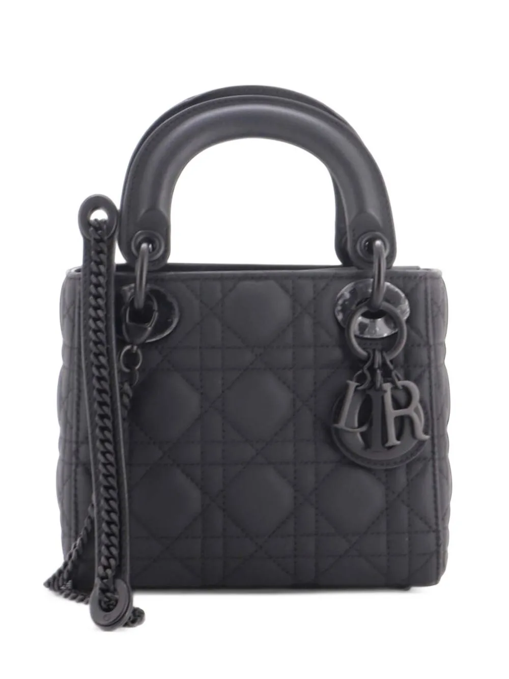 Ultra Matte Lady Dior Chain Bag Cannage Quilt Calfskin Mini Shoulder Bag by Christian Dior Pre-Owned