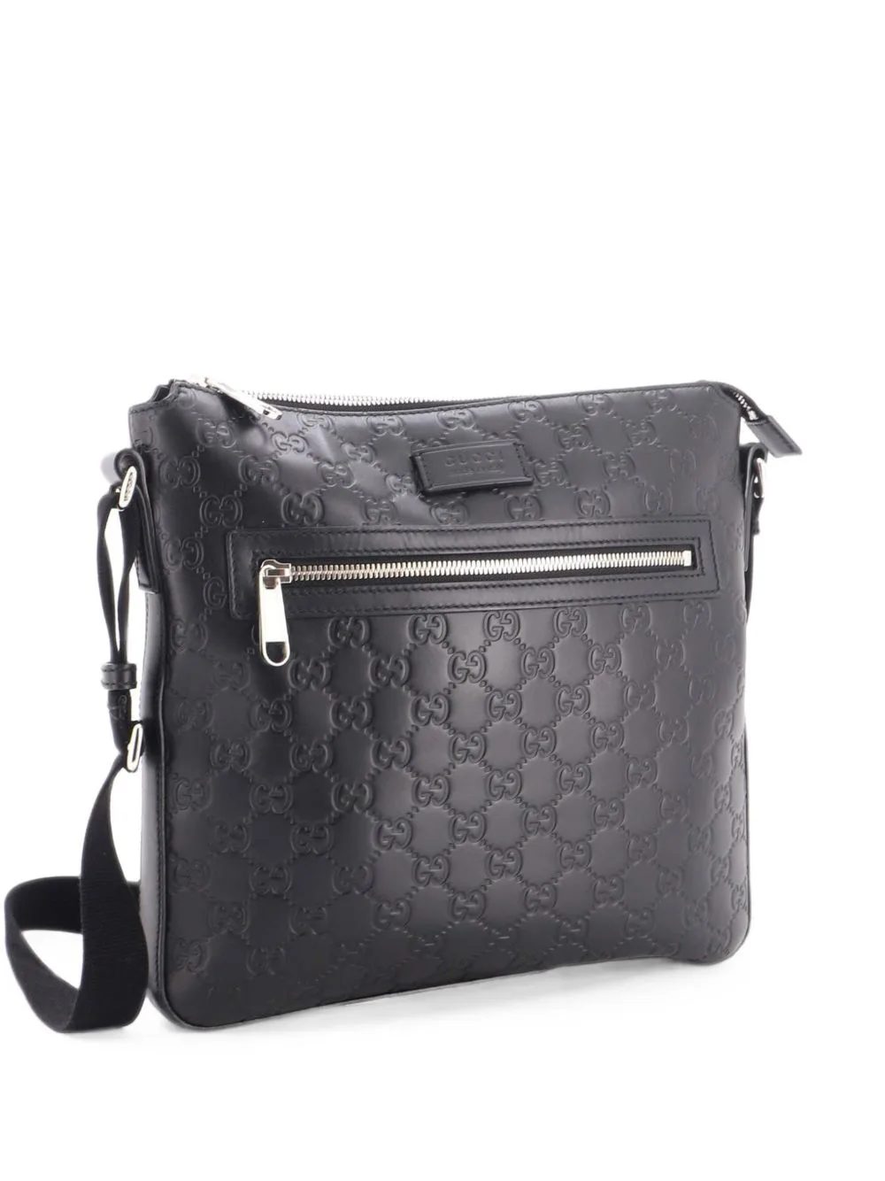 Signature Zip Messenger Bag Guccissima Leather Medium Crossbody Bag by Gucci Pre-Owned