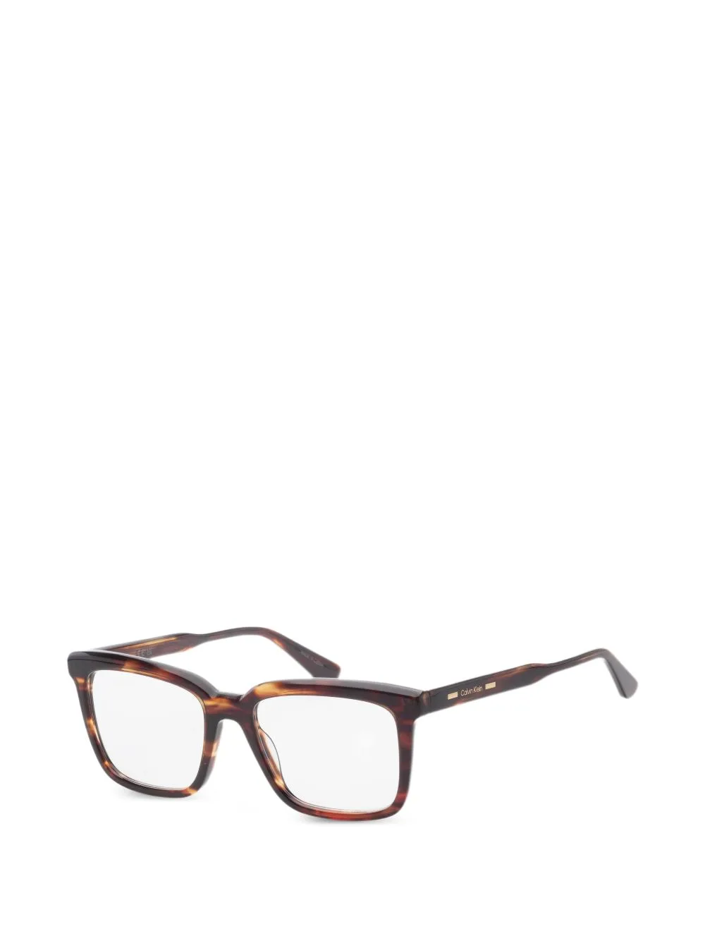Tortoiseshell-Effect Square-Frame Glasses by Calvin Klein
