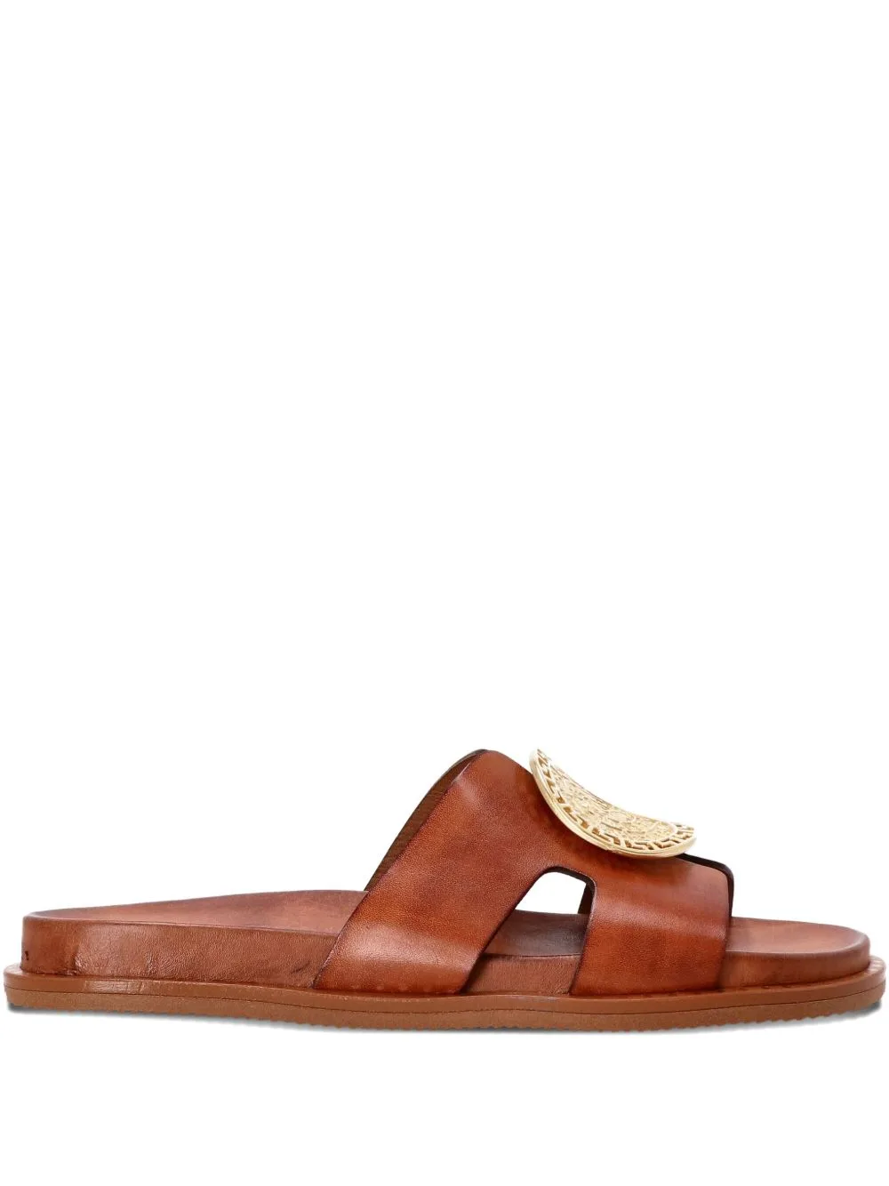 Medal-Embellished Leather Sandals by Kotris Sandals