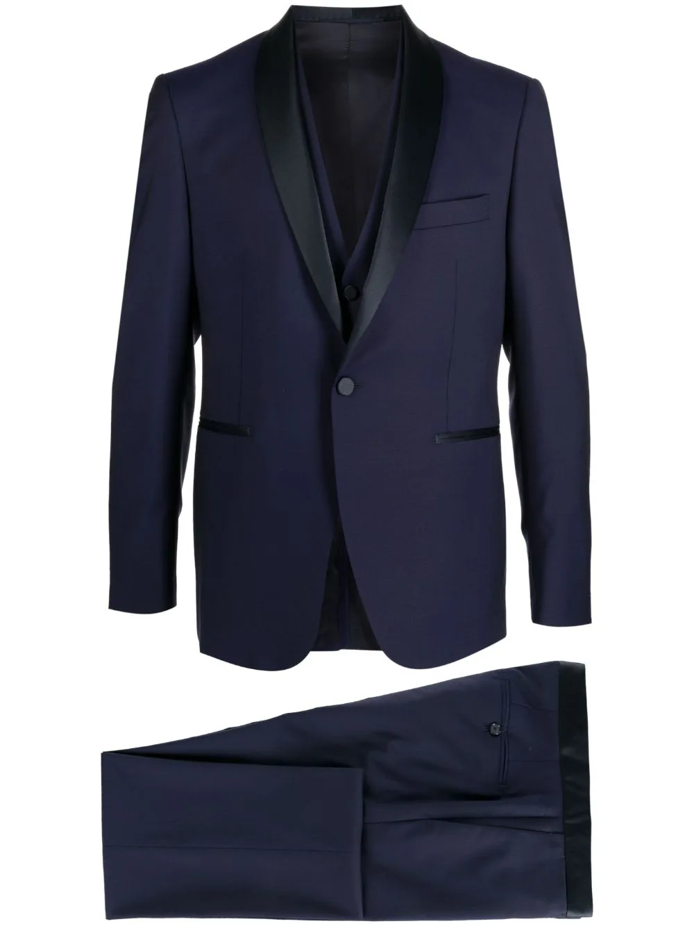 Satin-Trim Three-Piece Suit by Tagliatore