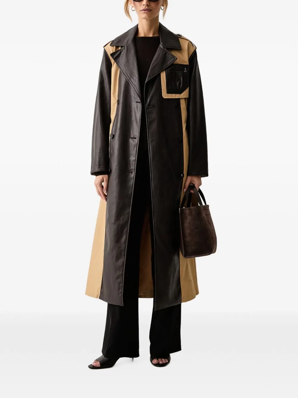 Colour-Block Double-Breasted Coat by Patrizia Pepe