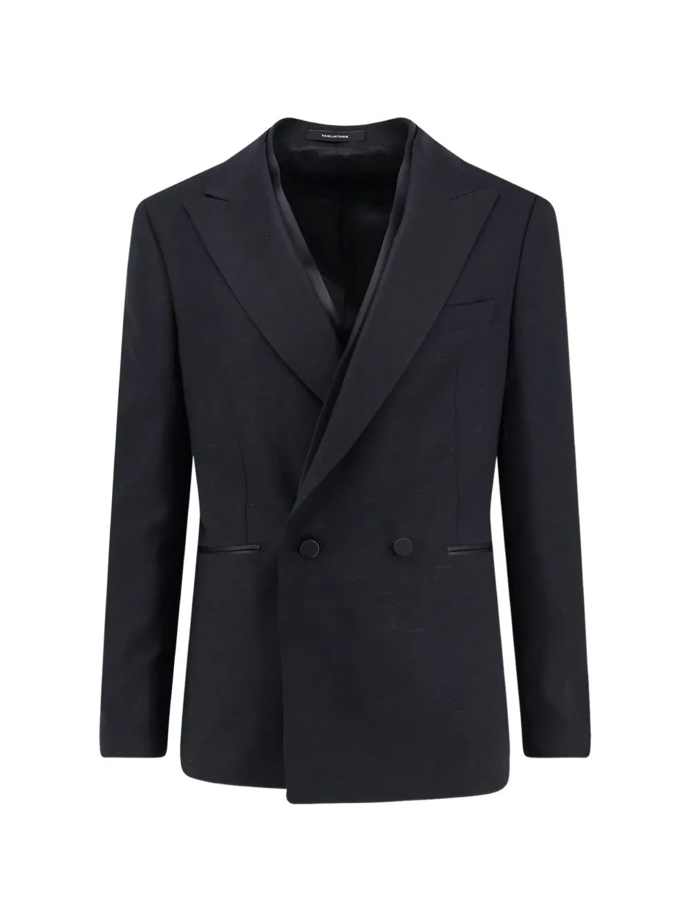 Double-Breasted Slub-Texture Blazer