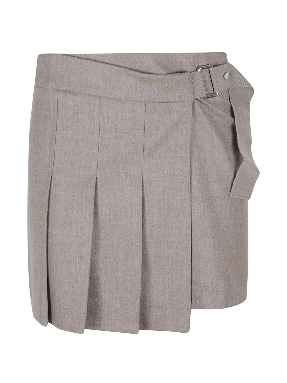 Pleated Buckled Mini Skirt