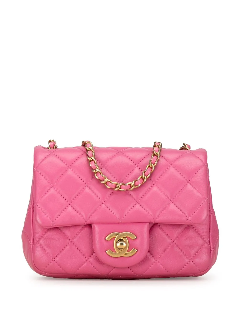 2019 Mini Square Classic Lambskin Pearl Crush Flap Crossbody Bag by CHANEL Pre-Owned