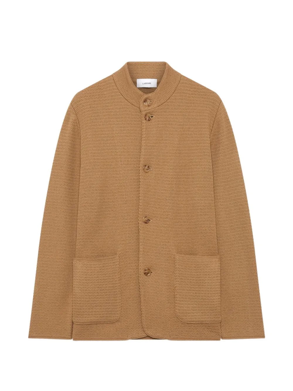 Mandarin-Collar Basket-Stitch Cardigan by Lardini