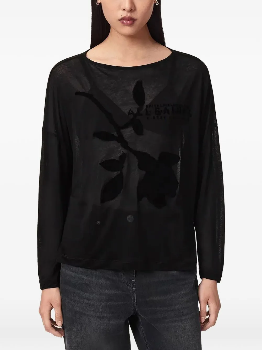 Floral-Devoré Boat-Neck Top by AllSaints
