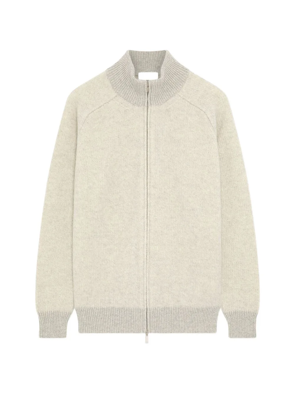 Ribbed-Knit Zip-Up Cardigan