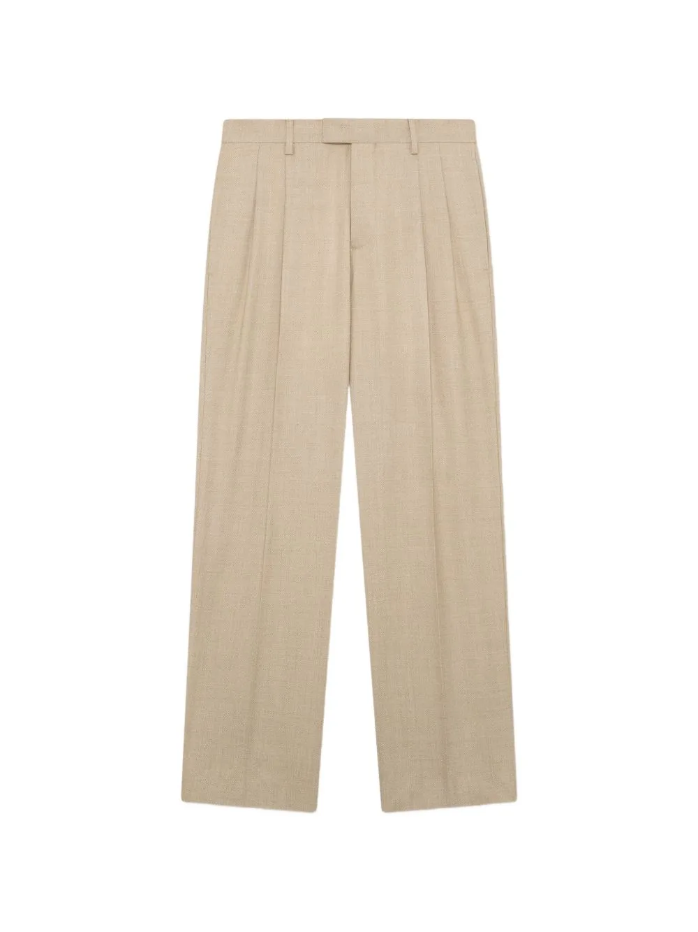 Pleated Wool Straight-Leg Trousers