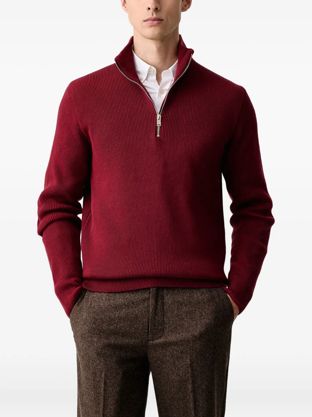 Quarter-Zip Ribbed Sweater by Lindbergh