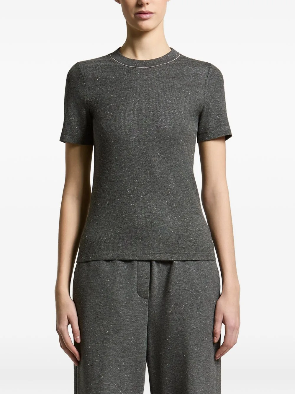 Beaded-Trim Crew-Neck T-Shirt by Peserico