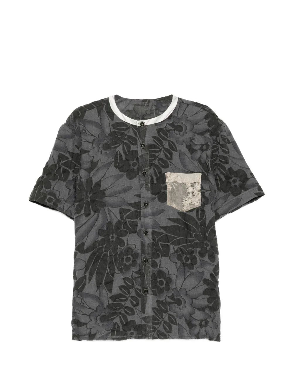Floral-Print Collarless Shirt by COMMUNS