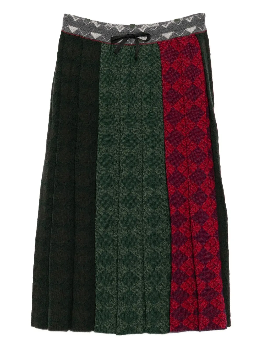 Argyle-Checked Midi Skirt by YANYAN KNITS