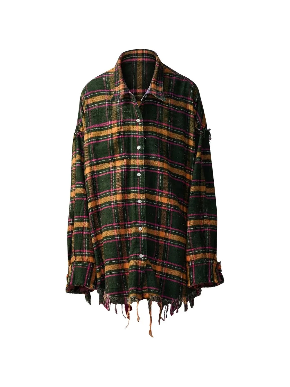 Distressed Check-Pattern Shirt by R13