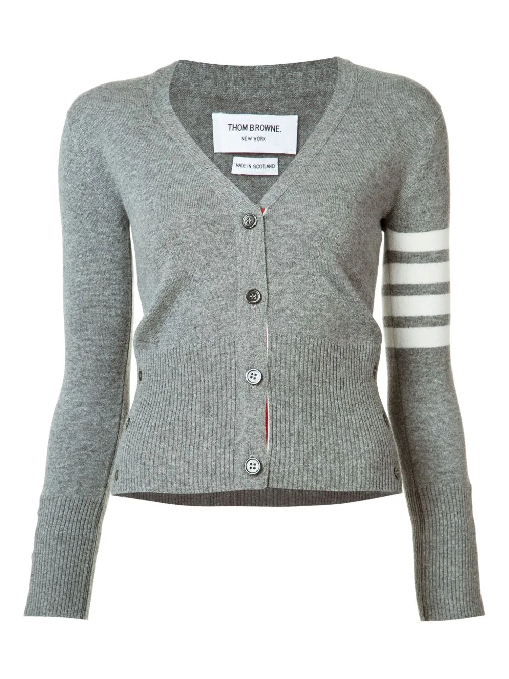 Classic Cashmere 4-Bar V-Neck Cardigan by Thom Browne