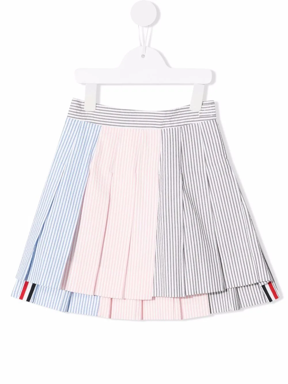 Pleated Seersucker Mini Skirt by Thom Browne Kids