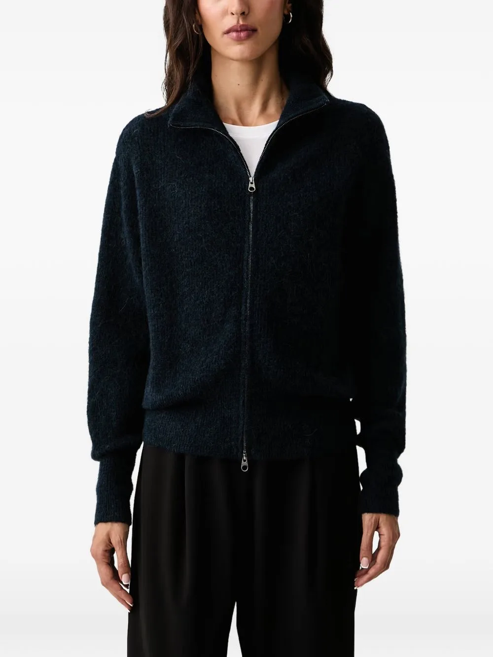 Thora Zip-Up High-Neck Cardigan by Mos Mosh