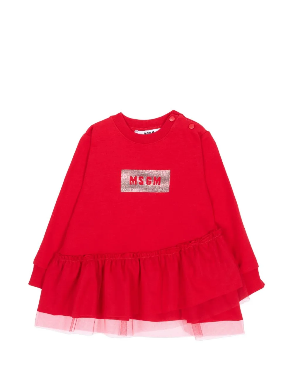 Crystal-Embellished Ruffled Dress by MSGM Kids