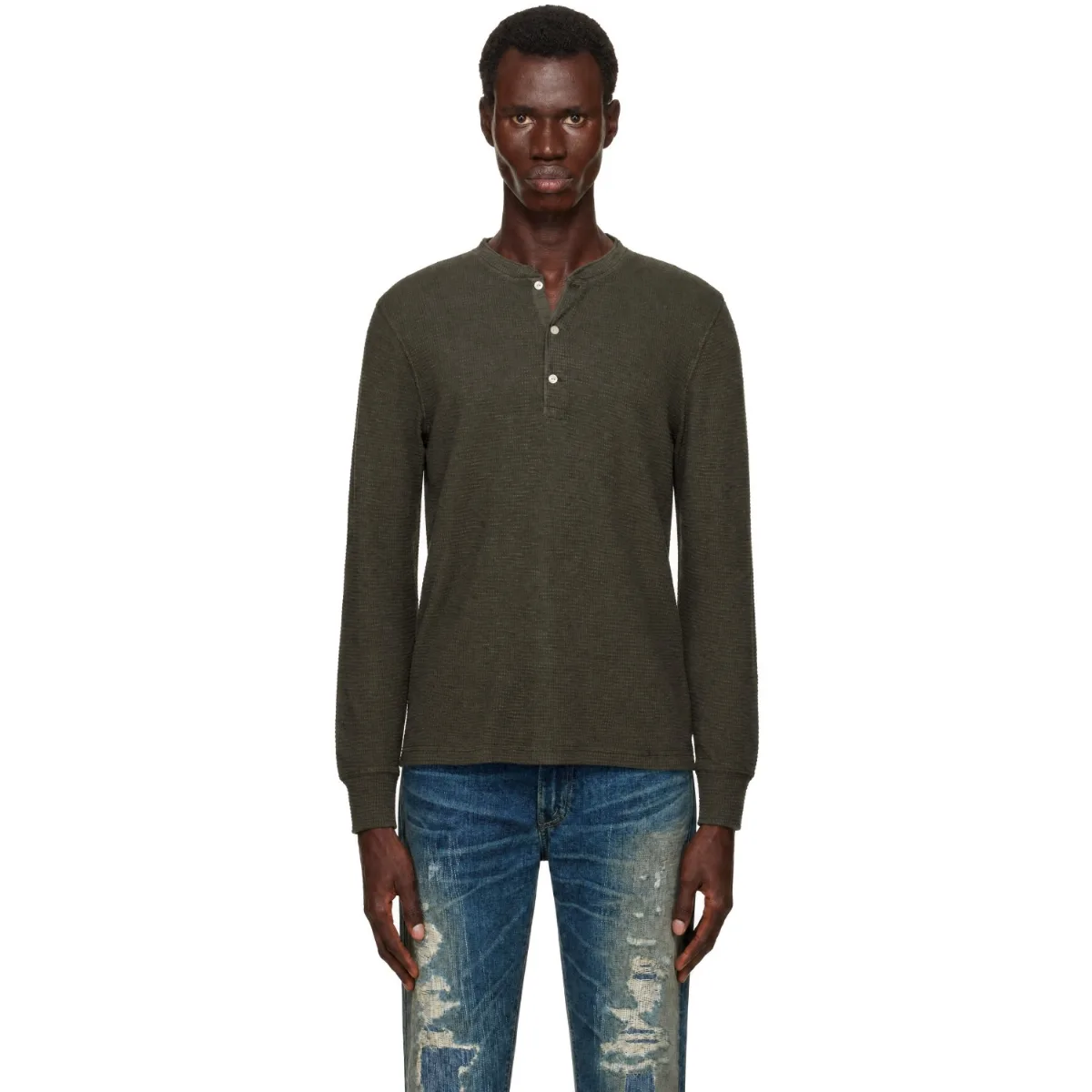 Waffle-Knit Henley by RRL