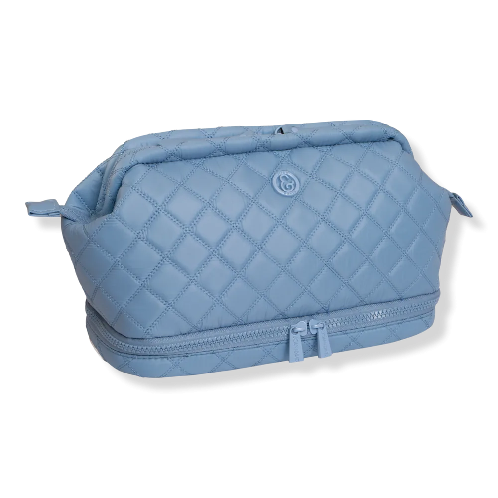Diamond Quilted Puffer Sport Nylon Cosmetic Bag - Denim by Joan & David