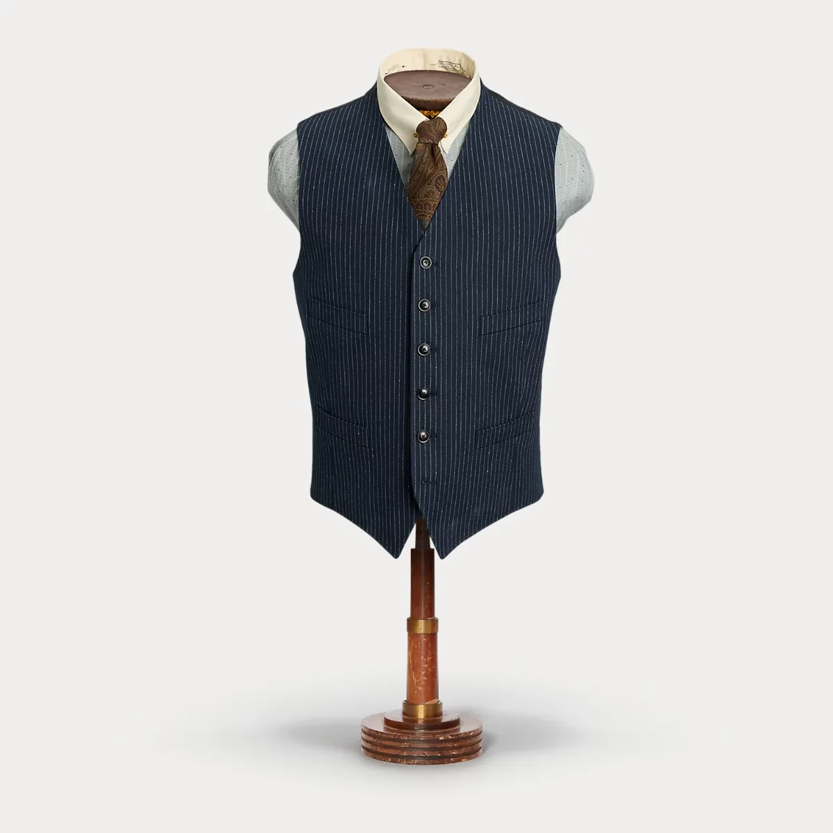 Indigo Striped Herringbone Waistcoat by Ralph Lauren RRL