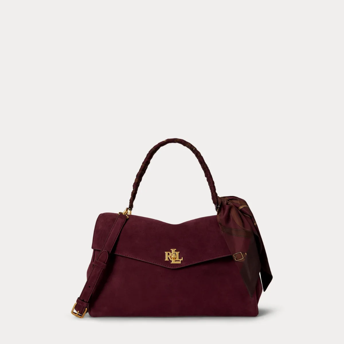 Scarf-Trim Medium Farrah Soft Satchel by Lauren Ralph Lauren