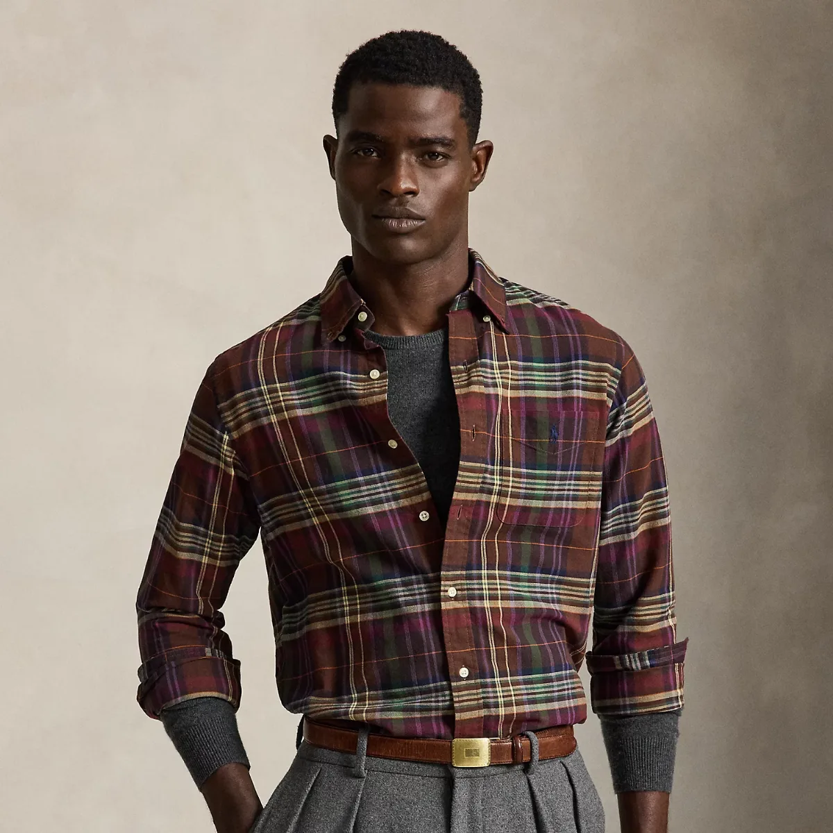 Custom Fit Plaid Oxford Shirt